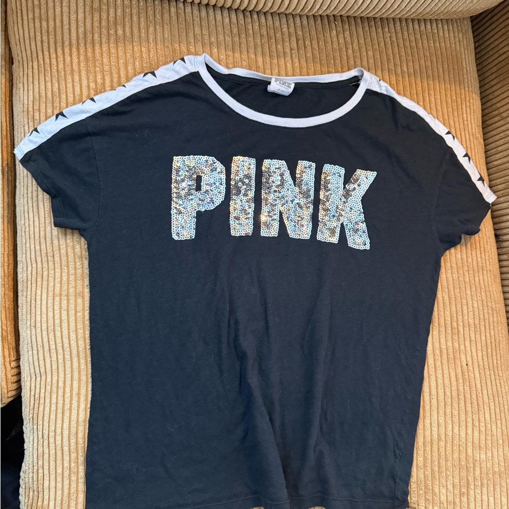 PINK Victoria's Secret Kids Black Tee with Glitter Logo